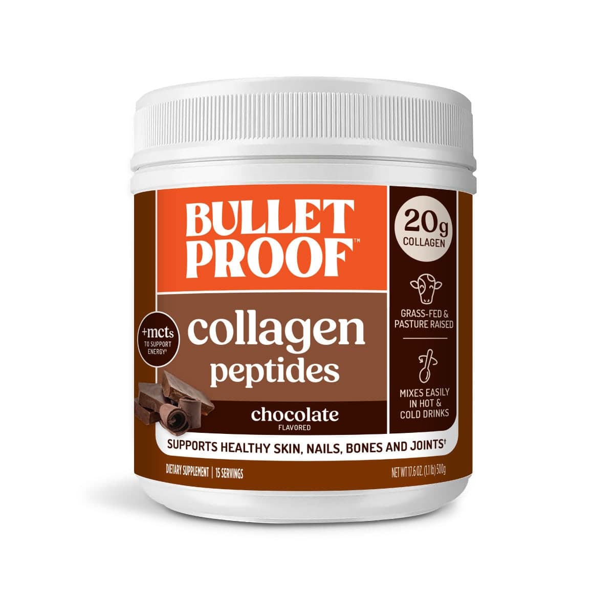 Bulletproof Chocolate Collagen Peptides, 17.6 oz.